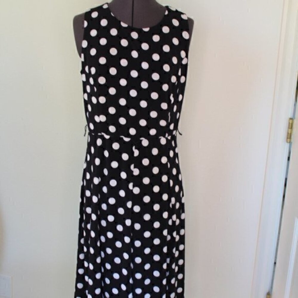 RN Studio  dress Black with white dots size M